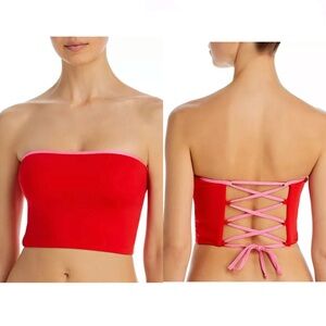 AQUA swim set. Lace up corset tankini & Bottoms